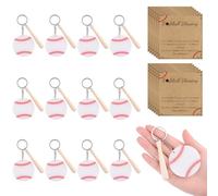 HOMMDECO Portachiavi a tema mazza da baseball e baseball con biglietto motivazionale, set da 12 pezzi di accessori in acrilico per giocatori della squadra, per bagagli, portachiavi, borse, decorazioni