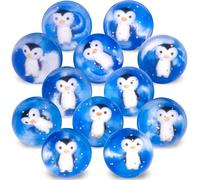 Hommeiily 12 pezzi Flummis per bambini 42 mm, pinguini flummi grandi, palline gonfiabili e palline di gomma per il compleanno dei bambini