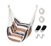 Hommtina Sedia a dondolo sospesa in corda per amaca, max 136 kg, sedia sospesa con tasca e durata, perfetta per esterni, casa, camera da letto, patio, cortile (cuscini non inclusi, kaki)