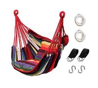 Hommtina Sedia a dondolo sospesa in corda per amaca, max 136 kg, sedia sospesa con tasca e durata, perfetta per esterni, casa, camera da letto, patio, cortile (cuscini non inclusi, colorato)