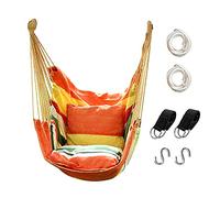 Hommtina Sedia a dondolo sospesa in corda per amaca, max 136 kg, sedia sospesa con tasca e durata, perfetta per esterni, casa, camera da letto, patio, cortile (cuscini non inclusi, arancione)