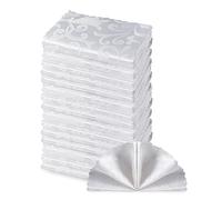 HommxJF 16 tovaglioli damascati in raso jacquard damascato bianco 43,2 x 43,2 cm, resistenti all'acqua, a prova di fuoriuscite, per ristoranti, matrimoni, feste, cene