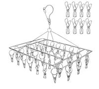 Homnoble 1pc Stendibiancheria In Acciaio Inox Con Gancio Girevole, Antivento, Per Calze, Biancheria Intima, Reggiseni, Vestiti Per Bambini, Guanti (Con 8 clip di ricambio)