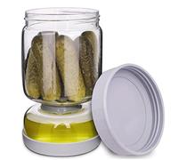 Homnoble Barattolo per Sottaceti e Olive in Vetro con Filtro a Clessidra, Separatore di Succo di Sottaceto da Bagnato e Asciutto Coperchio in ABS per Uso Alimentare e Senza BPA