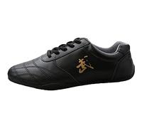 Homnova Scarpe da Tai Chi, Kung Fu Sneakers Antiscivolo Pelle Wu Shu Scarpe, per Taekwondo Calzature Palestra Arti Marziali Scarpe,Nero,45EU