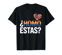Homo Estas? Divertente bandiera arcobaleno del mese del gay pride spagnolo LGBTQ Maglietta