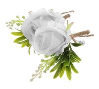 HOMOBABE 2 Pezzi Boutonniere Fiore Occhiello Bianco Artificiale per Matrimonio, Decorazione Elegante per Abiti da Sposa e Cerimonie, Accessorio Stabile Spilla per Sposi e Testimoni