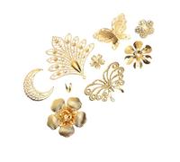 HOMOBABE 37 Pezzi Charms in Ferro a Fiore Forato 3d per Accessori Fai da Te, Decorazioni Oro per Collane e Accessori per Chioma, per Momenti Handmade Stili multipli
