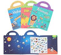 HOMOBABE 4 set Libro Adesivi Cartoni Animati Educativo per Anni Scene Riutilizzabili Animali Trasporto Dinosauri e Spazio Gioco Creativo per Sviluppo Concentrazione e Motricità Fine