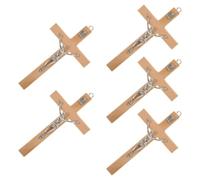 HOMOBABE 5 Pezzi Crocifisso in Legno Khaki Leggero e Resistente alla Deformazione per Decorazione da Parete e Devozione Personale in Occasioni Cristiane Speciali