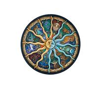 HOMOBABE 500 Puzzle Rotondo per Adulti con Segni Zodiacali Colorati Educativo per Resistente per Regali e Attività Ricreative