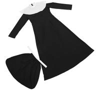 HOMOBABE Costume da Suora Leggero e Confortevole, Facile da Indossare in Spandex Nero per Cosplay Donna per Feste di Halloween e Performance Teatrali
