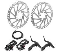 HOMOBABE Kit Freni Disco per Bici Mountain Bike Completo Anteriore e Posteriore con Leve Freno Affidabili Facile da Montare e Compatibile con Bici da Strada e off-Road