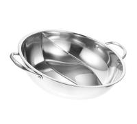HOMOBABE Pentola Calda in Acciaio Inox con Divisorio 30 Cm per Hot Pot Doppio Gusto, Compatibile con Piani Cottura a Induzione a Fiamma, Utensile da Cucina Pratico per Stufati e Zuppe
