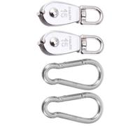 HOMOBABE Set 4 Pezzi Pulegge in Acciaio Inossidabile M15 con Rullo Liscio e Scorrimento Flessibile, Dotate di Moschettone a Molla M8 per Sollevamento e Trazione Sicura