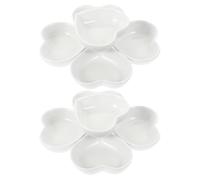 HOMOBABE Set da 10 Mini Ciotole in Ceramica a Forma di Cuore, Piatti per Condimenti e Salse, per Sushi e Dessert, Stile Giapponese, Colore Bianco, per Uso Cucina e Riutilizzabile