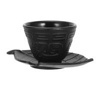 HOMOBABE Set Tazze da Tè in Ferro Nero Piattino, Design Versatile e Robusto, Stile Vintage per Diverse Occasioni di Consumo Tè