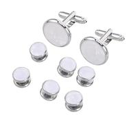 HOMOCONO 1set Gemelli da Uomo con Borchie da Smoking Rotonde in Madreperla Bianca Gemelli e Bottoni per Camicia da Cerimonia Accessori Eleganti per Matrimonio e Business