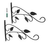 HOMOCONO 2 Pezzi Gancio in Ferro da Parete per Fioriere, Nero 21,5x30 | Struttura Robusta, Facile Installazione, Portata Elevata, per Interni e Balcone, Stile Nordico Europeo