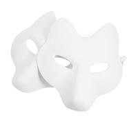 HOMOCONO 2 Pezzi Maschera Volpe Bianca Fai da Te in Pu per Halloween e Party, Comoda e Facile da Colorare, Accessorio Cosplay per Adulti e Ragazzi