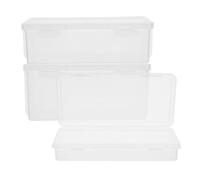 HOMOCONO 3pezzi Scatola Portaoggetti Trasparente Plastica Rigida Da Contenitori Per Cancelleria Ufficio e Artigianato Design Con Coperchio Capacità e Facile Identificazione Dei Contenuti