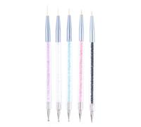 HOMOCONO 5 Pezzi Pennello per Nail Art Drawing Pen Doppia Estremità Plastico e Metallo e Smalto Gel per Saloni Professionali
