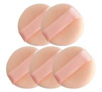 HOMOCONO 5 Spugnette per Trucco Viso Rotonde in Polvere Floccata Mini da 2,5 Cm, Piumini da Cipria Portatili Riutilizzabili Nastro, Accessori per Make-up per Ragazze e Donne