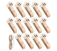 HOMOCONO 50 Pezzi Mollette in Legno a Forma di Ape con Corda di Juta, Clip Mini Decorative per Appendere Foto e Chiudere Sacchetti Snack, per Festa e Decorazione Casa