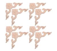 HOMOCONO 8 Pezzi Applique Angolare in Legno Stile Classico per Mobili, 7,8 | Motivi Traforati Classici, Finitura Grezza Venatura Visibile, per Porte D'armadio e Interni