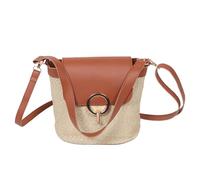 HOMOCONO Borsa estiva in paglia da donna - Borsa a secchiello con tracolla Boho - Borsa a mano intrecciata leggera e resistente - Perfetta per le giornate in spiaggia e la vita in città