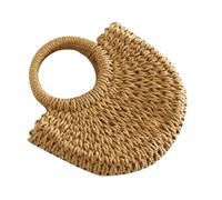HOMOCONO Borsa Mare Donna in Paglia a Mezza Luna Grande Capacità, Design Unico e Chic, per L'estate e Appuntamenti, Colore Marrone Naturale