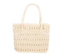 HOMOCONO Borsa Tote Intrecciata Beige Estiva in Corda di Carta e Plastica Cuciture Curate e Design alla Moda per Spiaggia