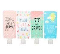 HOMOCONO Buste Trasparenti Resistenti con Coperchi e Facili da Trasportare Set da 4 Portatili 100ml per Viaggio per Shampoo e Lozione da Viaggio