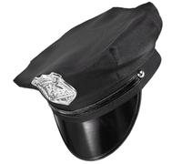 HOMOCONO Cappello da Poliziotto Nero in Pu, Accessorio Cosplay | Leggero e Confortevole, Stile Classico e Decorativo, Adatto a Feste e Spettacoli, per Uomini e Donne
