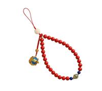HOMOCONO Ciondolo Telefono in Plastico Rosso Stile Cinese a Forma di Sfera Design Staccabile e Tracolla per Cellulare da Polso, per Zaini e Borse