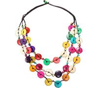 HOMOCONO Collana Lunga Donna Intrecciata a Mano in Legno e Guscio di Cocco, e Sicura, Retrò Chic per Natale e San