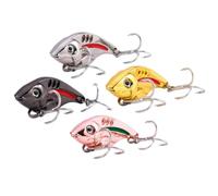 HOMOCONO Esche Artificiali Vib in Metallo 4 Pezzi Design Realistico a Forma di Piccolo Pesce per Pesca in Mare e Warp, Attrezzatura per Pesca al Black Fish e Spigola