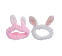 HOMOCONO Fascia per P Rosa in Peluche Orecchie da Coniglio per Tenere i 2 Pezzi Elastica e Morbida per Tener e Bianco per Maschera Viso e Corsa