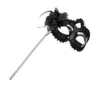 HOMOCONO Maschera a Mano in Plastica Nera per Halloween e Feste, Maschera Mezza Viso in Stile Pizzo Elegante per Party e Mascherate