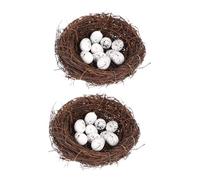 HOMOCONO Nido di Uccelli Decorativo Artificiale Uova Realistiche Set da 12 Pezzi per Decorazioni di Pasqua, Accessori per Casa, Festa e Giardino