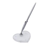 HOMOCONO Penna Elegante Rotabile e Comoda con Base a Forma di Cuore in Acrilico e Rame, Set 2 Pezzi con Supporto per Guestbook in Occasioni Speciali