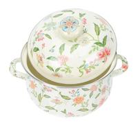HOMOCONO Pentole Smaltate Vintage da Cucina 3l Doppio Manico, Pentola Alta per Bollire Latte e Preparare Pappa, Smalto Resistente per Cottura Efficiente e Design Elegante