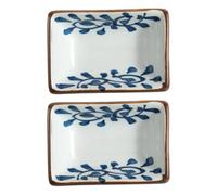 HOMOCONO Piatti per Salsa Facili da Pulire e Usare Set 2 Pezzi in Ceramica Blu Stile Giapponese per Conservare Pepe e Polvere di Chili in Cucina