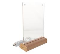 HOMOCONO Portacartello Supporto da Tavolo Portatile e Resistente ai Graffi in Acrilico Trasparente con Base in Legno 20 Cm per Matrimoni ed Ufficio