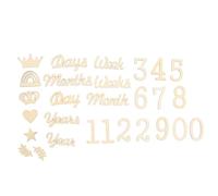 HOMOCONO Set 28 Pezzi Segni Legno Milestone per Crescita Ragazzo Ragazza Numeri e Parole Beige Decorazioni Foto Accessori per Registrazione Nascita