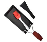 HOMOCONO Set 3 Pezzi Padella per Barbecue in Metallo e Plastica SLG Nero con Base Piatta e Calore Uniforme per Cucina Esterna e Grigliate All'aperto
