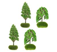HOMOCONO Set 4pezzi Alberi in Miniatura per Diorama, Decorazione Versatile in Plastico Verde Design Realistico per Paesaggi e Ambienti Interni Limitati