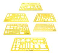 HOMOCONO Set 6 Righelli da Disegno Multiuso in Plastica Arancione, Modelli Geometrici per Misurazione Precisa, Resistente e Portatile per Studenti e Professionisti