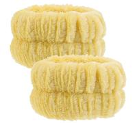 HOMOCONO Set Accessori Pratici 2 Pezzi Fasce per Chioma in Flanella Gialla e Mantenere Pulito Lavabo e Polsini Leggeri per Lavaggio Viso per Curare la Pelle