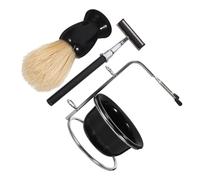 HOMOCONO Set da Barba Uomo 5 Pezzi Pennello da Barba in Acciaio Inossidabile e Supporto Ergonomico Design Elegante e Facile da Usare la Rasatura Manuale